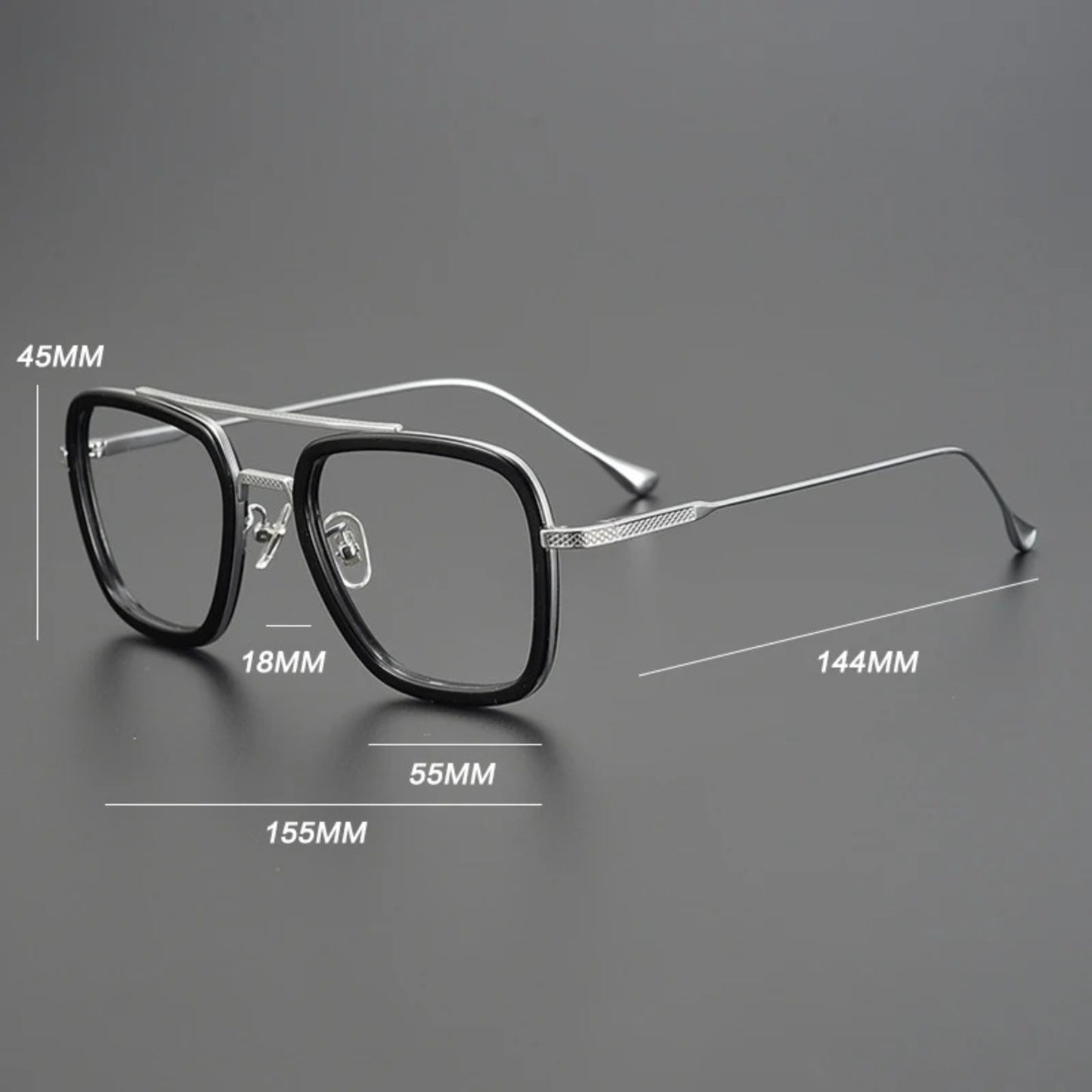 Titanium Acetate Bold Square Prescription Eyeglasses