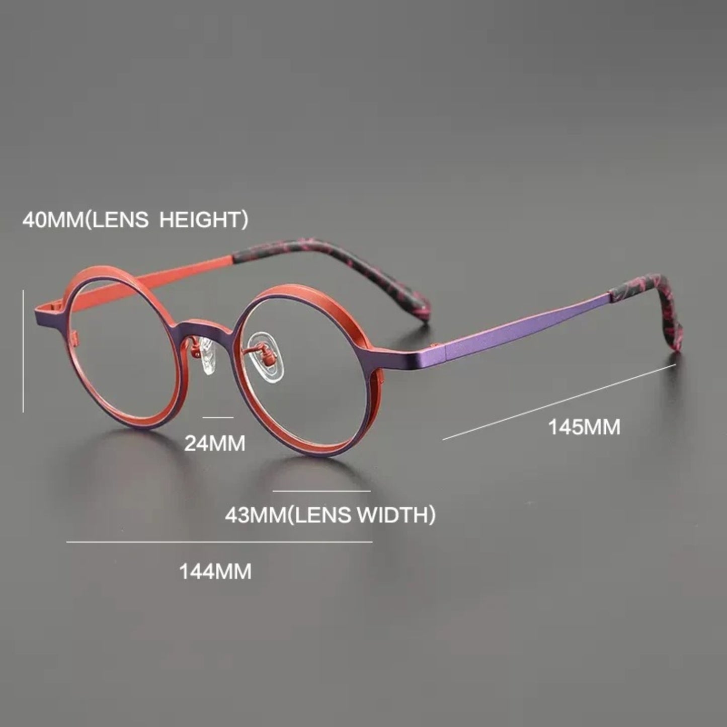 Titanium Colour-Accent Round Prescription Eyeglasses