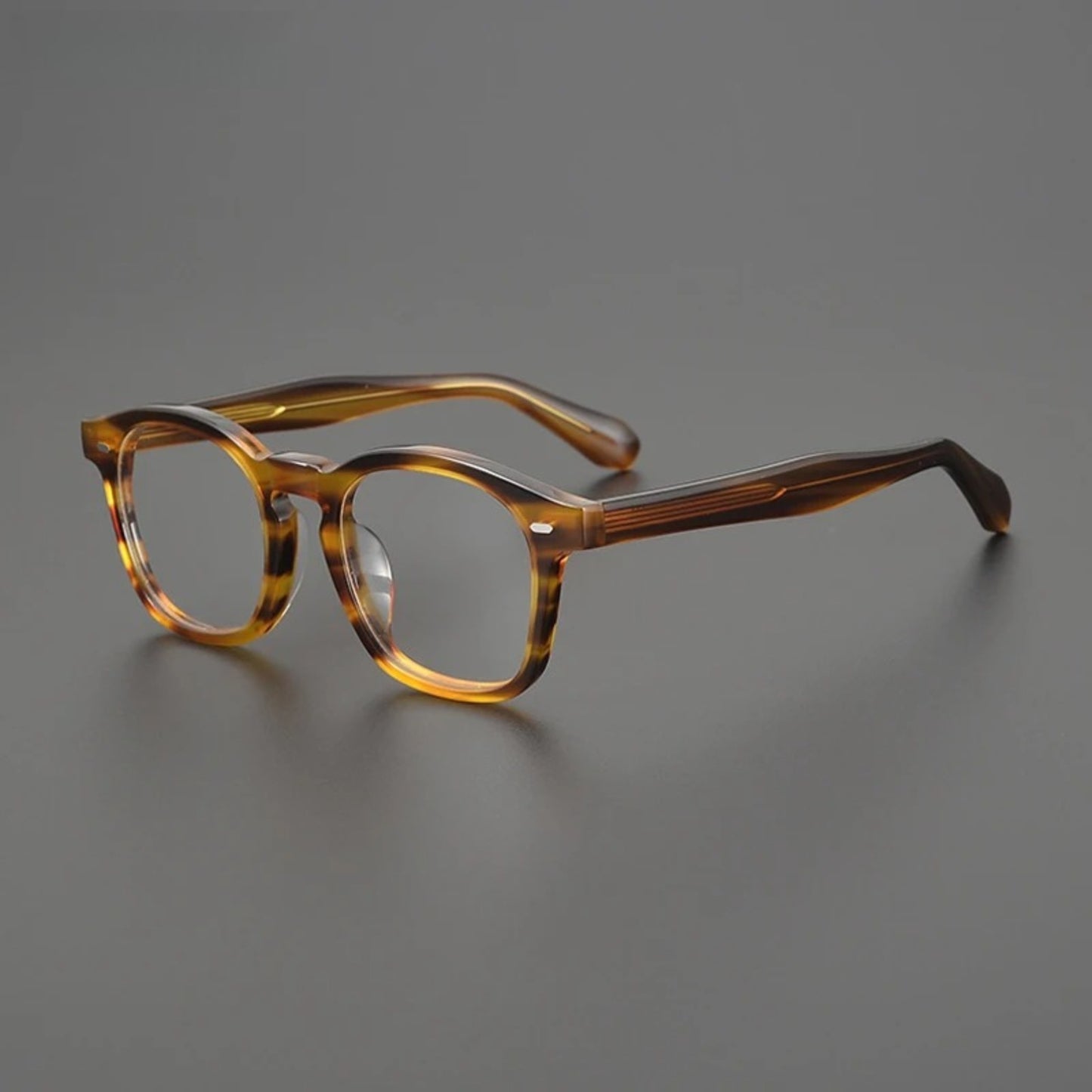 Acetate Amber Square Eyeglasses