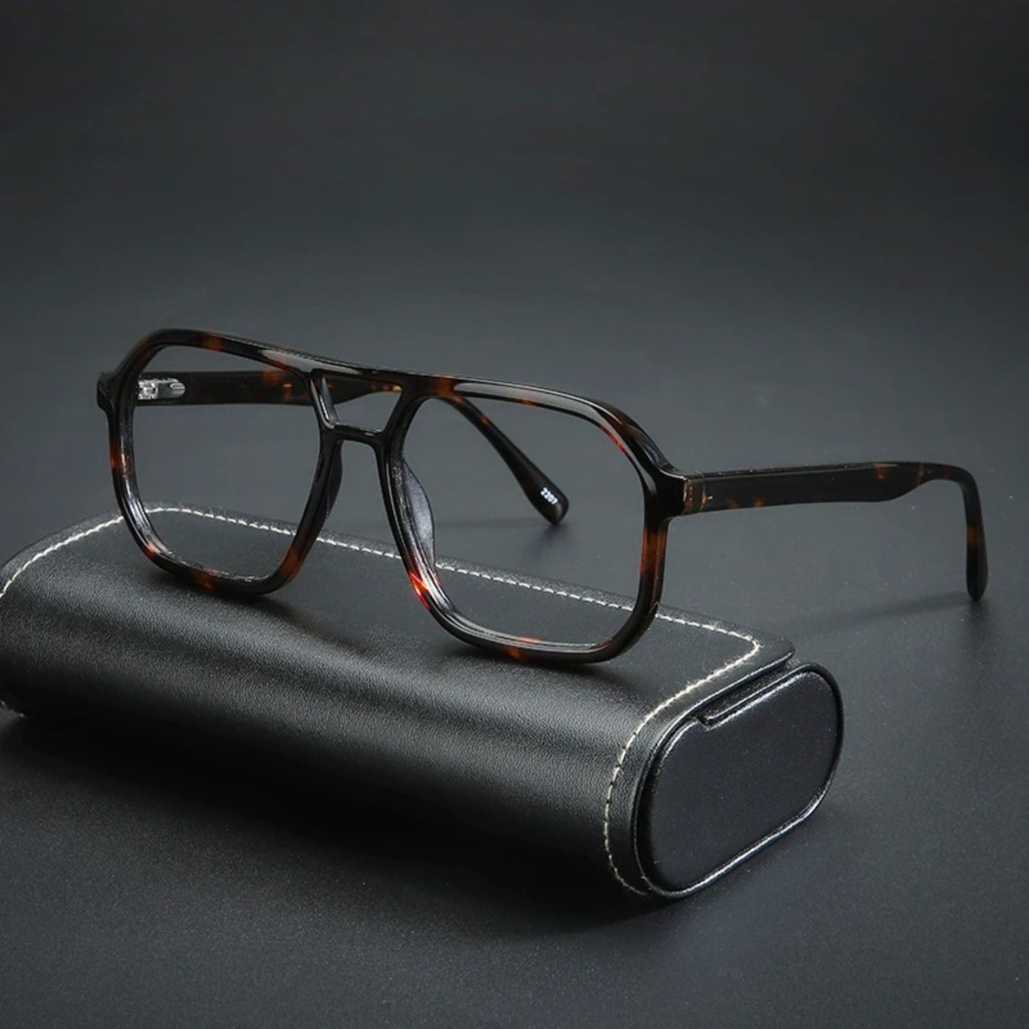 Acetate Double-Bridge Pilot Eyeglasses