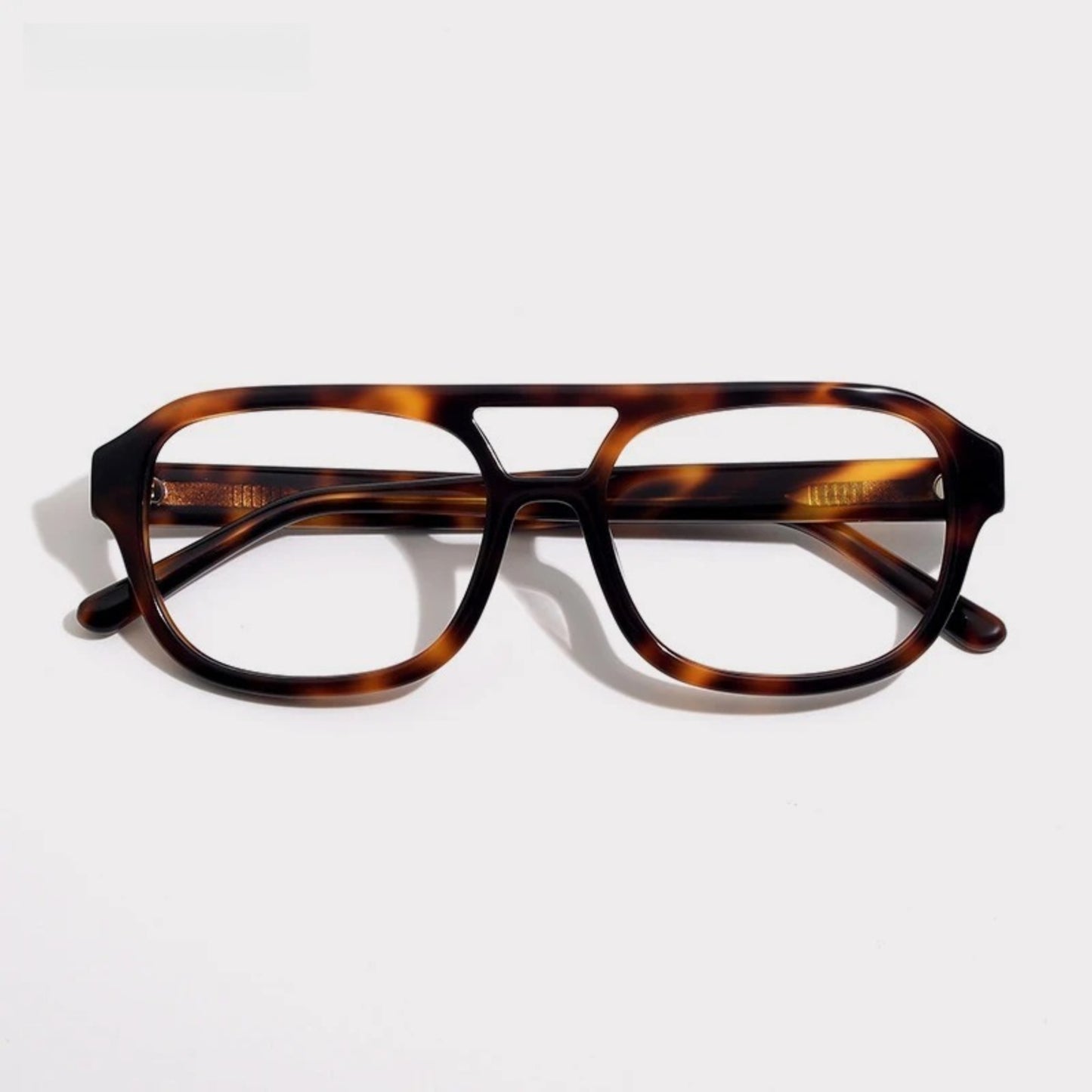 Acetate Tortoise Double-Bridge Pilot Prescription Eyeglasses
