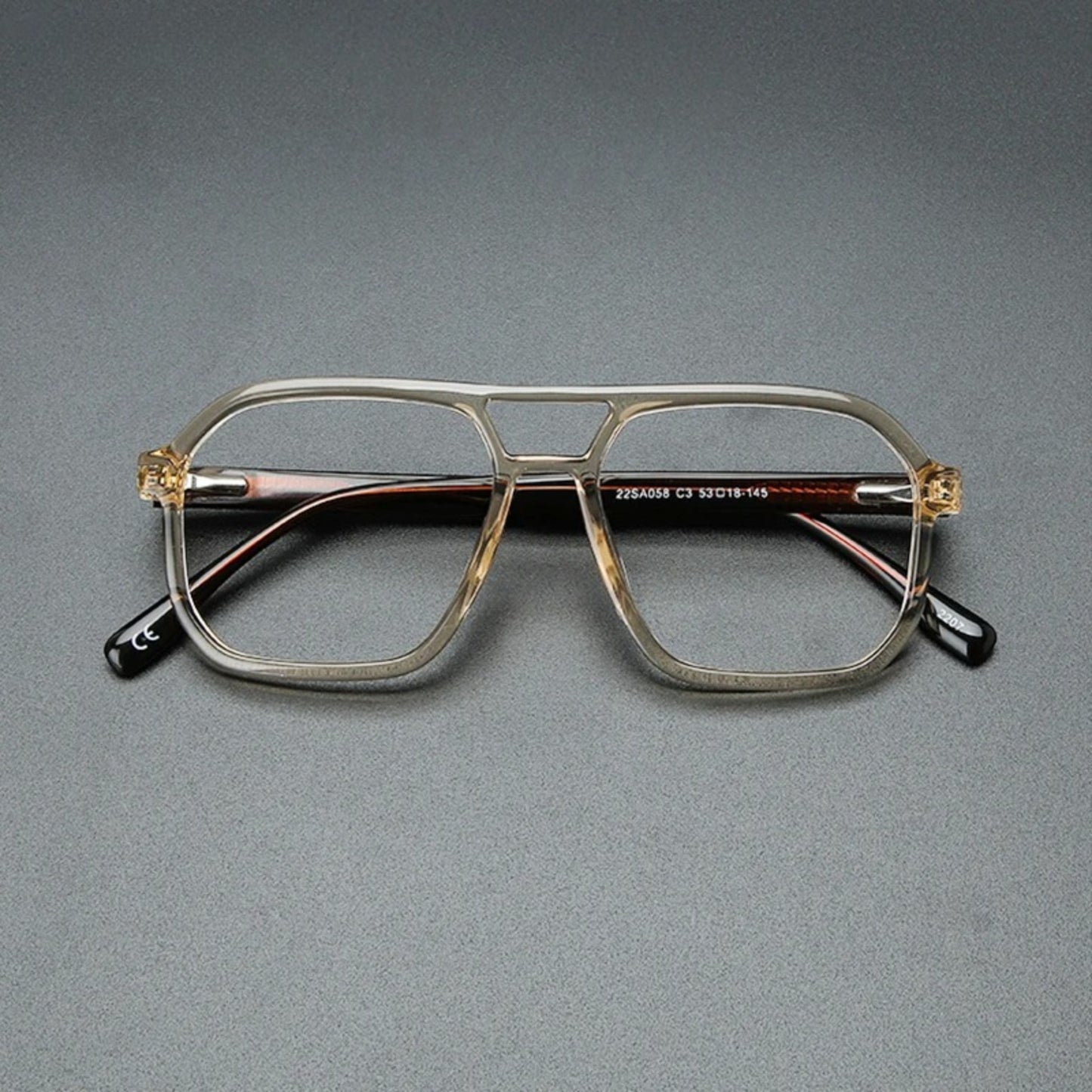 Acetate Double-Bridge Pilot Eyeglasses