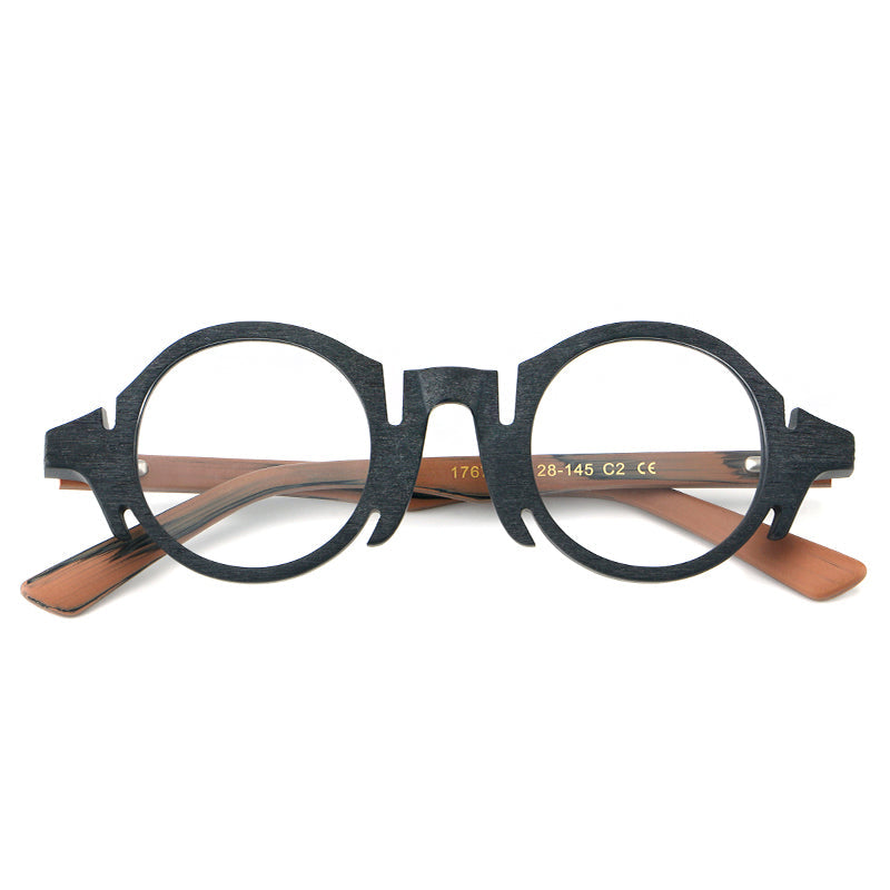 Retro Acetate Wood-Grain Effect Glasses Frames
