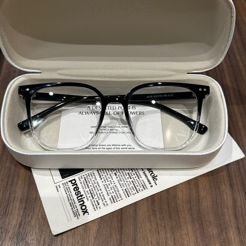 Oversized Rounded Square Eyeglass Frames, Ice Blue Gray, Gradient Black or Cool Brown