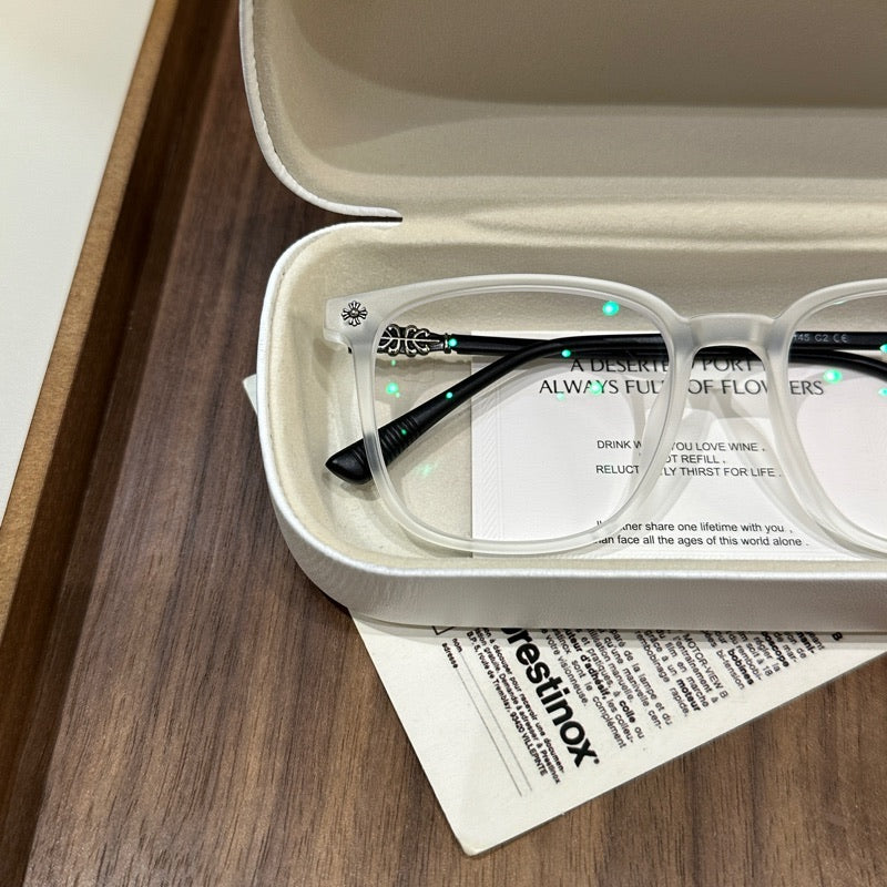 Square Eyeglass Frames with Soft Corners and a Matte Finish, White