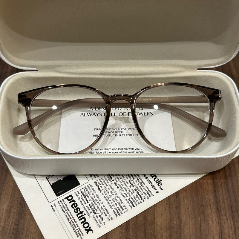 Broad Square Eyeglass Frames with Softly Rounded Rims, Four Colors