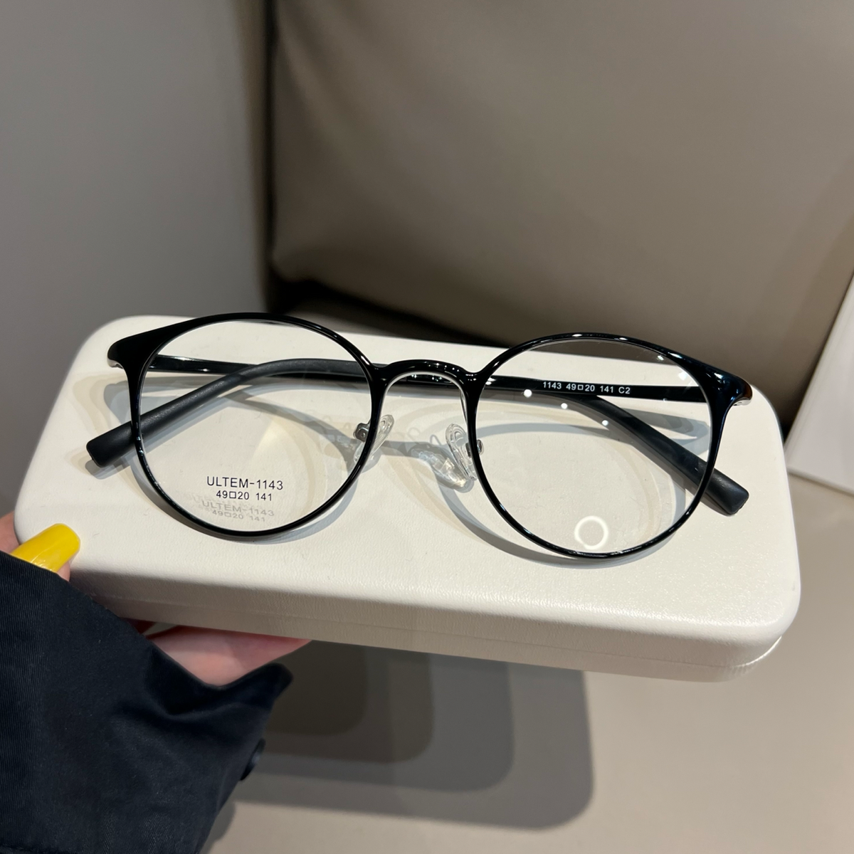 Compact Round Eyeglass Frames with Thin Rims, Chestnut Brown or Black