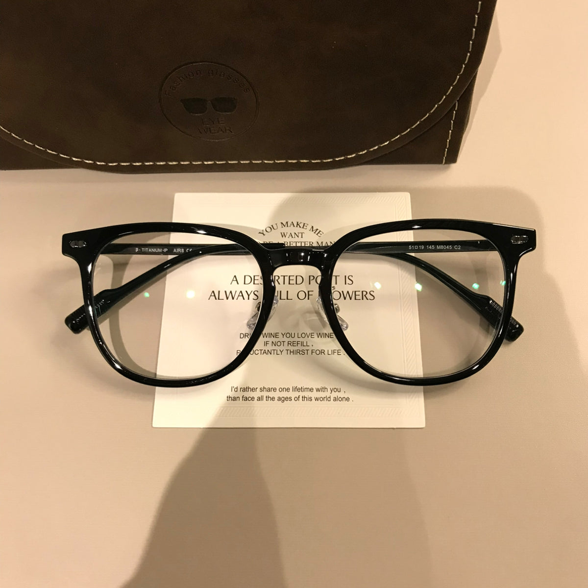 Rounded Square Eyeglass Frames with Corner Accents, Latte Brown or Black