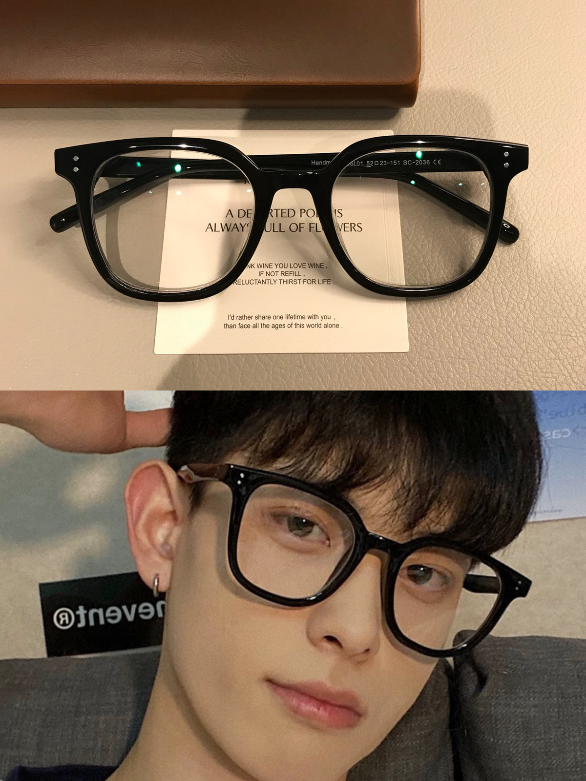 Geometric Square Eyeglass Frames with Angled Corners, Black Finishes or Matte Tortoiseshell