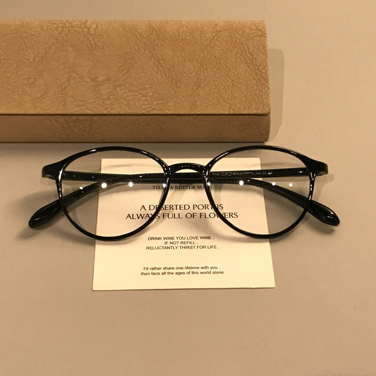 Rounded Eyeglass Frames with a Slim Profile, Tea Brown or Black