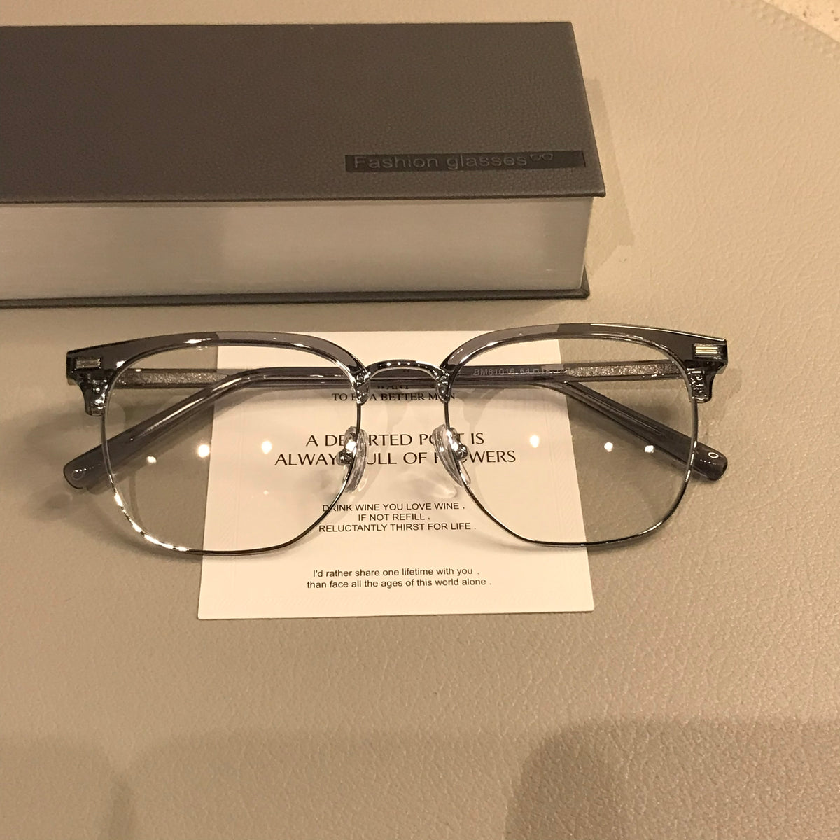 Retro Browline Eyeglass Frames with Corner Rivets, Tortoiseshell/Gold, Black or Transparent Gray