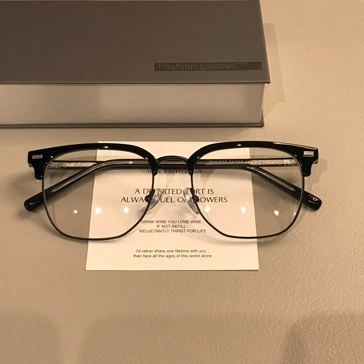 Retro Browline Eyeglass Frames with Corner Rivets, Tortoiseshell/Gold, Black or Transparent Gray