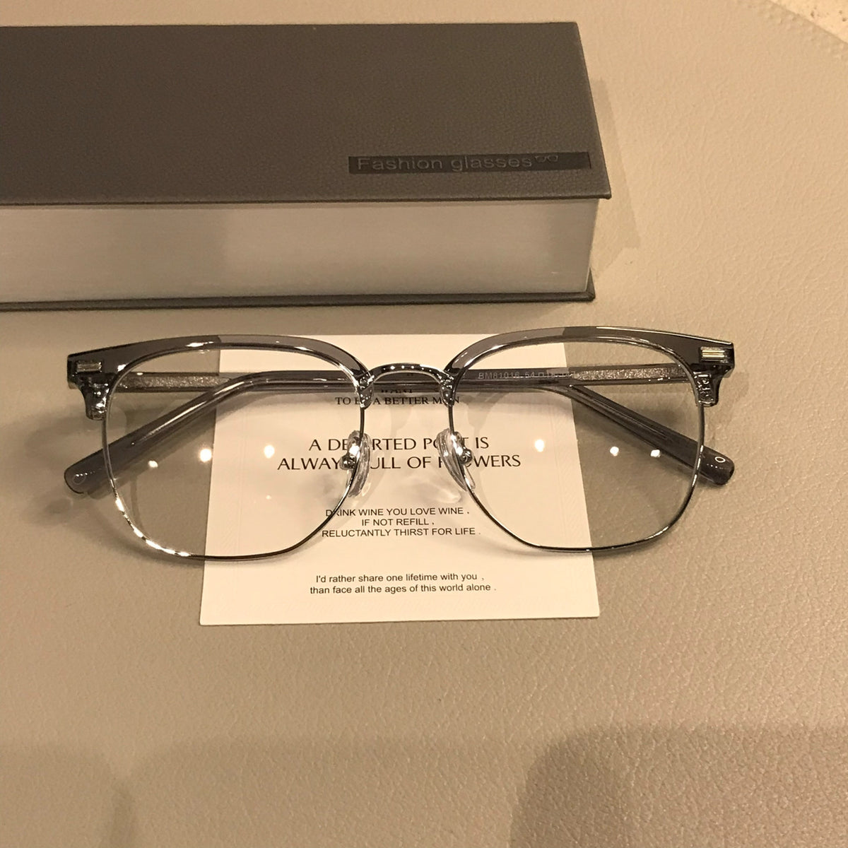Retro Browline Eyeglass Frames with Corner Rivets, Tortoiseshell/Gold, Black or Transparent Gray
