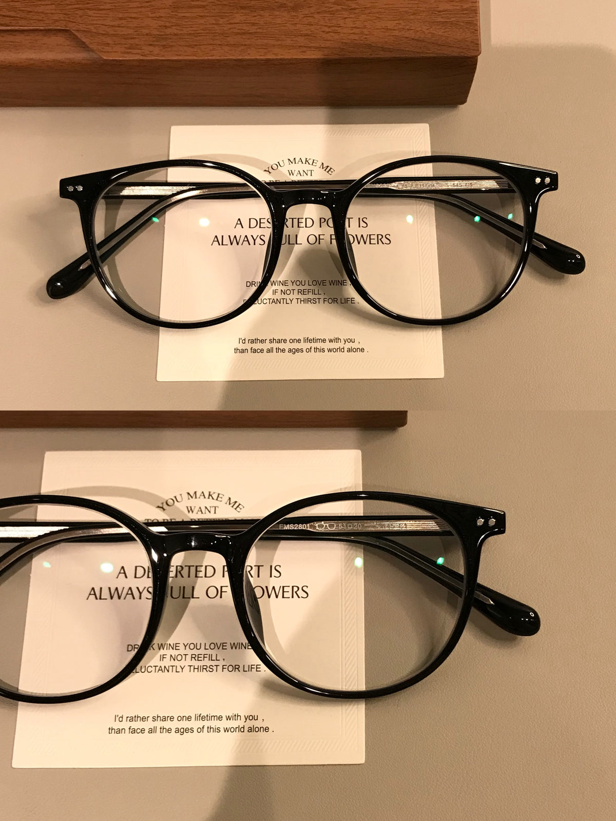 Retro Round Eyeglass Frames with a Keyhole-Style Bridge, Tortoiseshell or Black