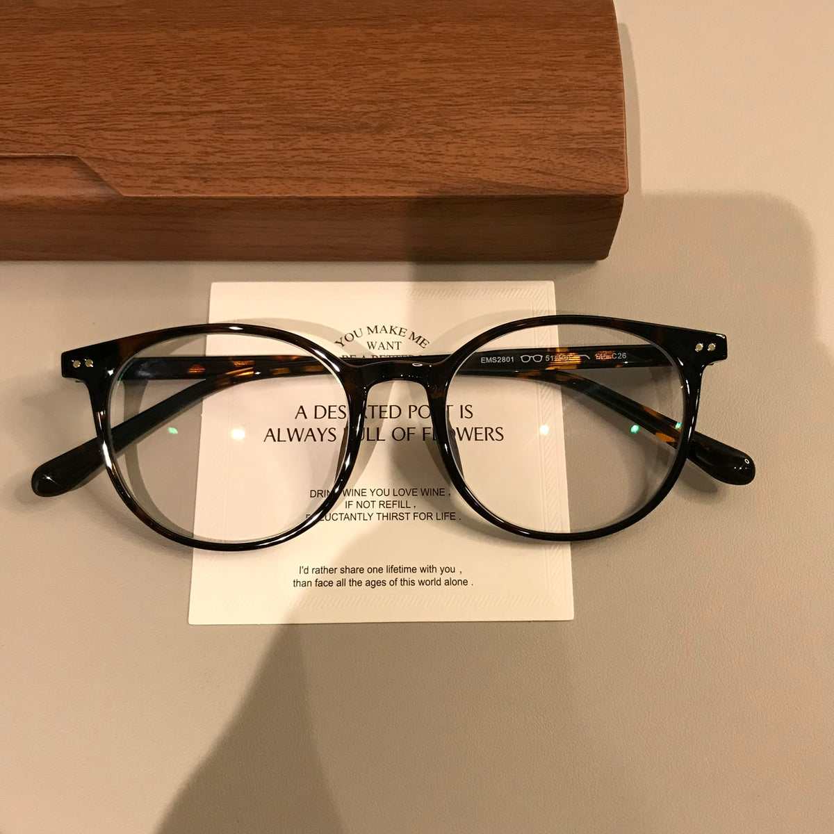 Retro Round Eyeglass Frames with a Keyhole-Style Bridge, Tortoiseshell or Black