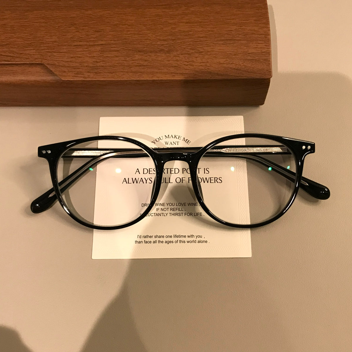 Retro Round Eyeglass Frames with a Keyhole-Style Bridge, Tortoiseshell or Black