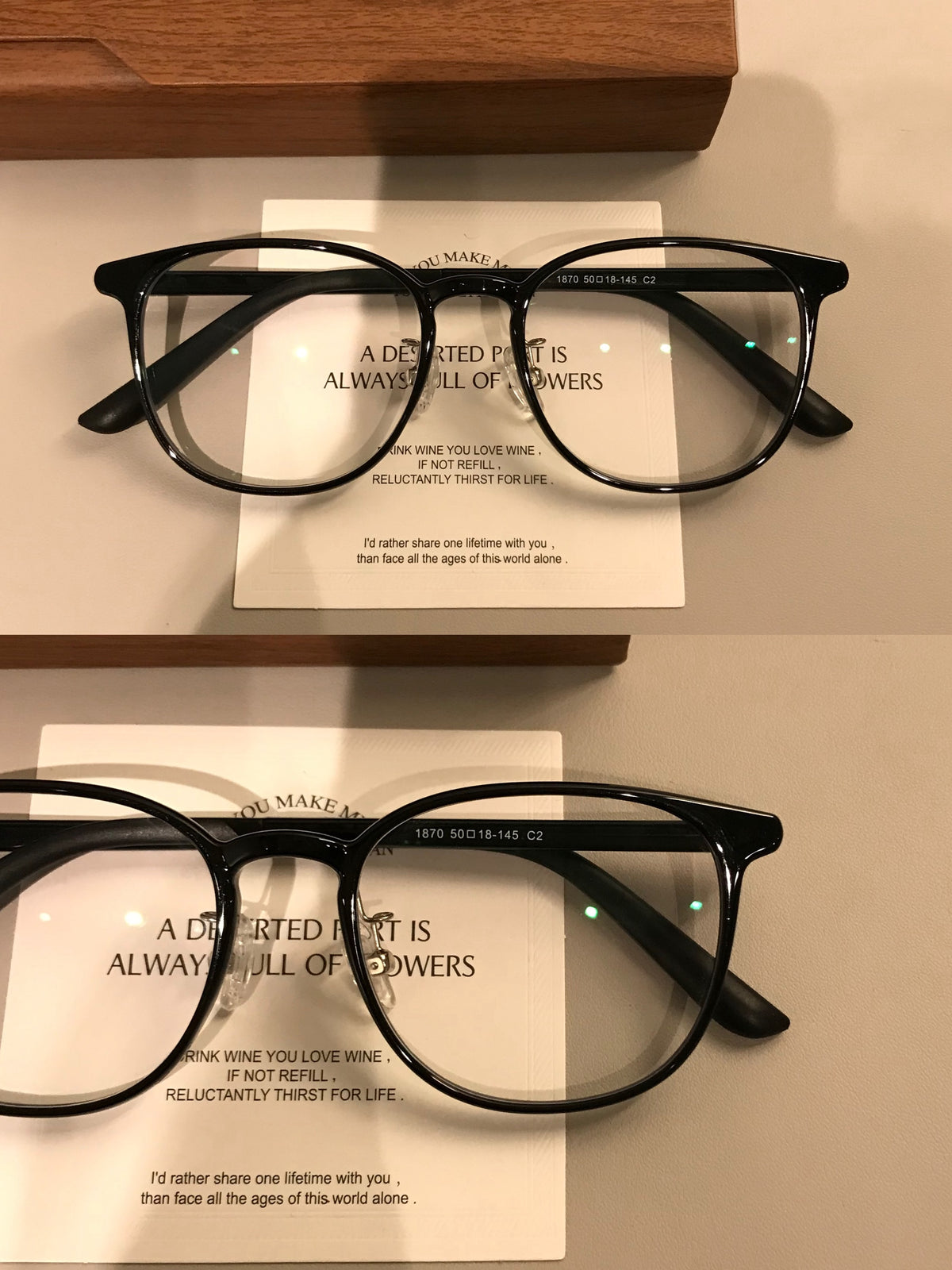 Compact Round Eyeglass Frames with Corner Accents, Black, Latte Brown or Tortoiseshell