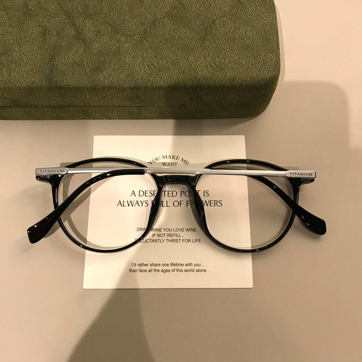 Round Eyeglass Frames with a Keyhole-Style Bridge, Black or Transparent Tea Brown
