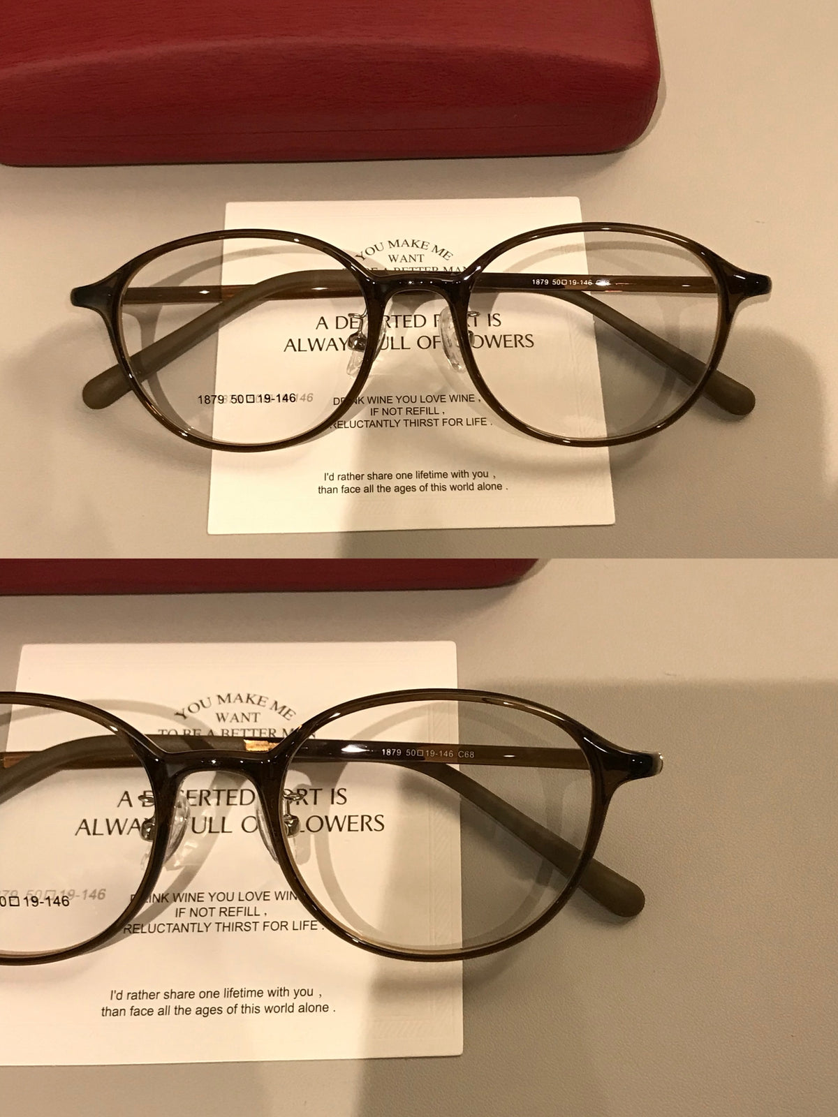 Round Eyeglass Frames with Broad Temples and Corner Studs, Black, Tortoiseshell or Caramel Brown