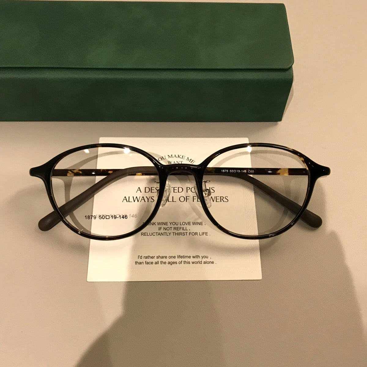 Round Eyeglass Frames with Broad Temples and Corner Studs, Black, Tortoiseshell or Caramel Brown
