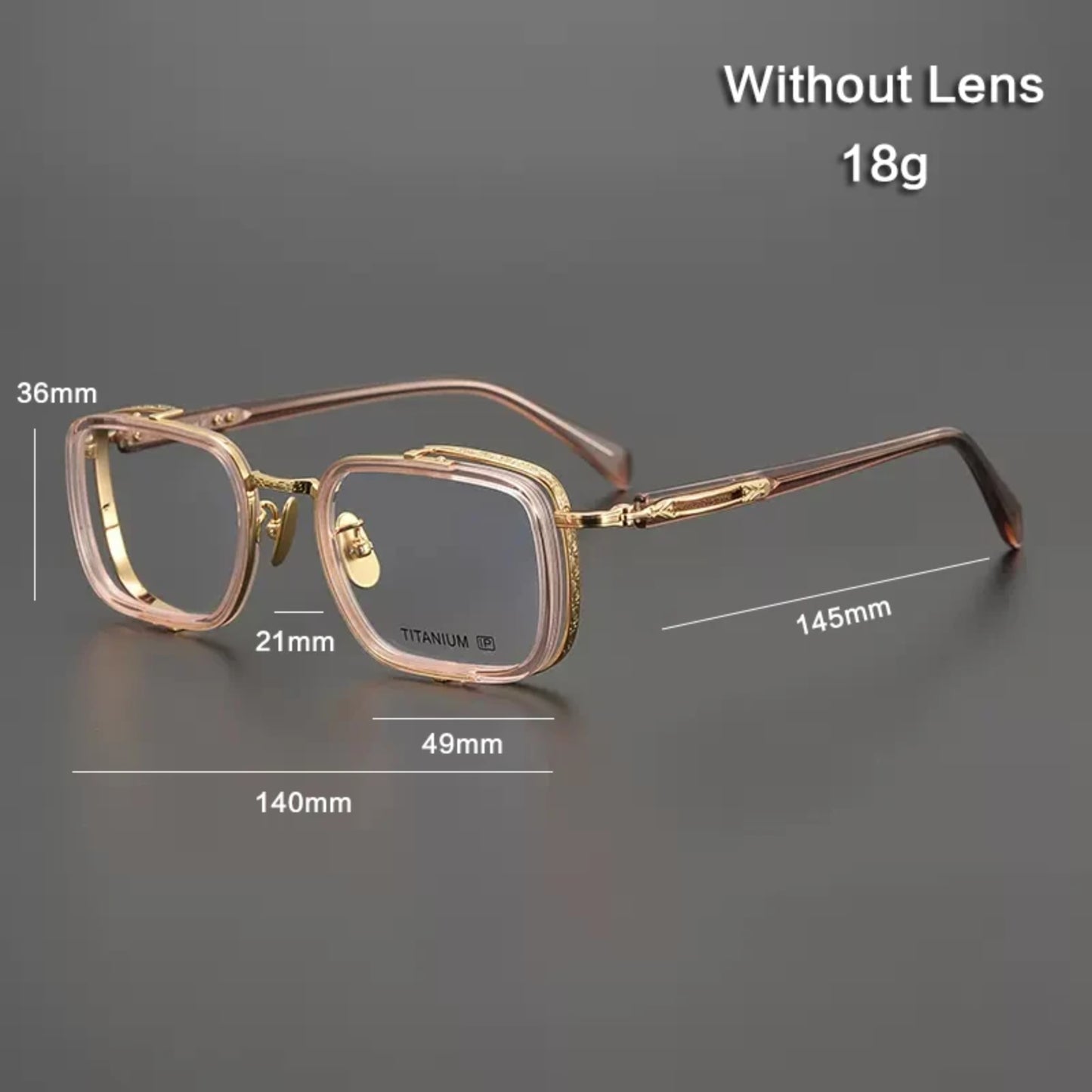 Acetate Titanium Crystal Square Eyeglasses