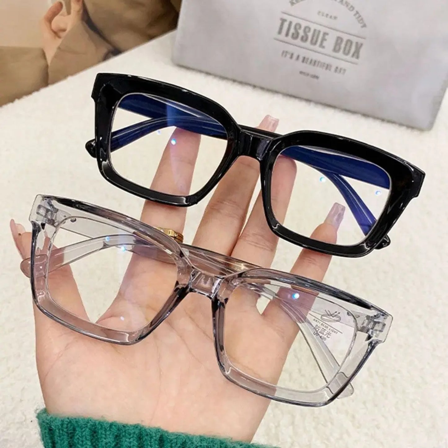 Plastic Oversized Square Blue Light Glasses
