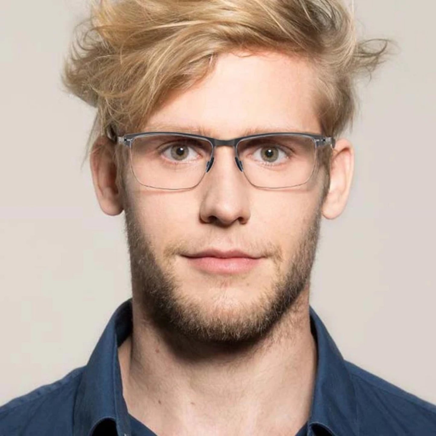 Stainless Steel Screwless Square Eyeglasses