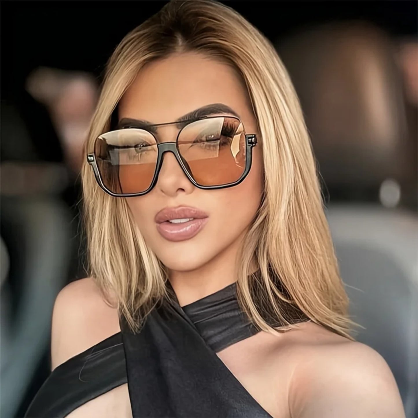 Alloy Oversized Square UV400 Sunglasses