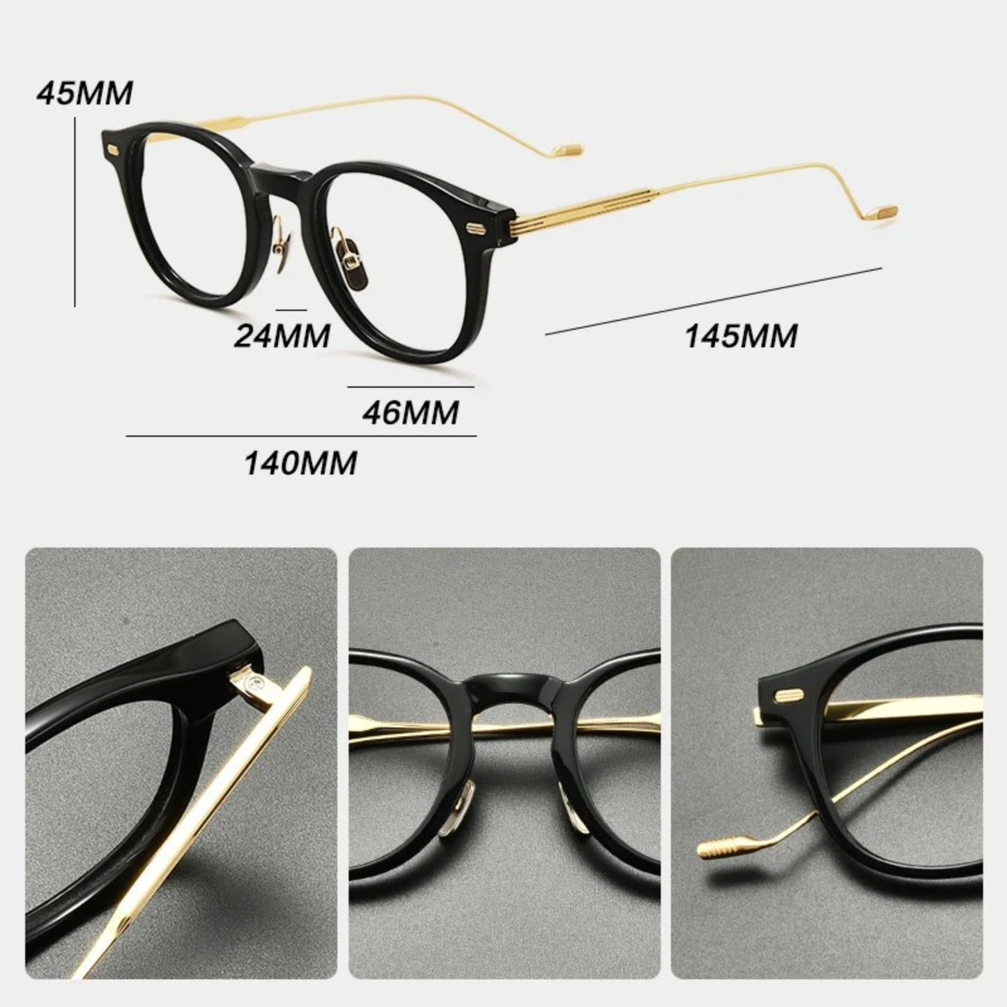 Acetate Titanium Round Prescription Eyeglasses