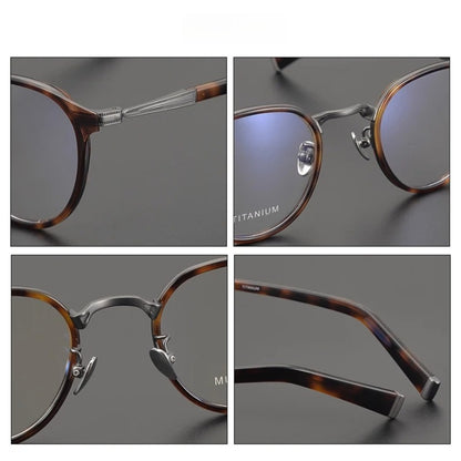 Acetate Titanium Round Prescription Eyeglasses | Lightweight Retro Rx Glasses – CINILY UK temple detail