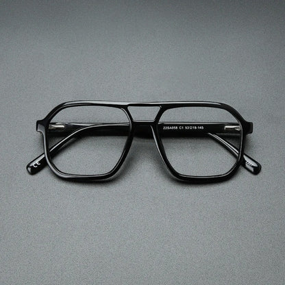 Acetate Double-Bridge Pilot Eyeglasses