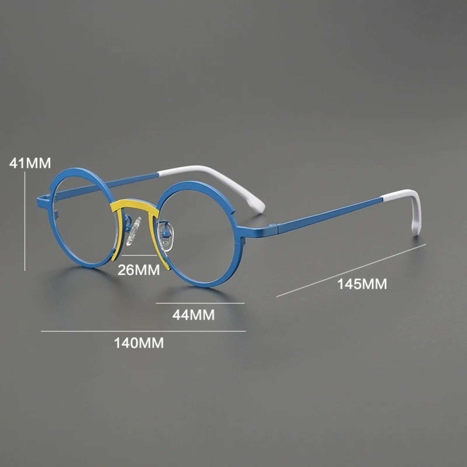 Titanium Colour-Block Round Prescription Eyeglasses | Lightweight Designer Rx Glasses – CINILY UK lens detail