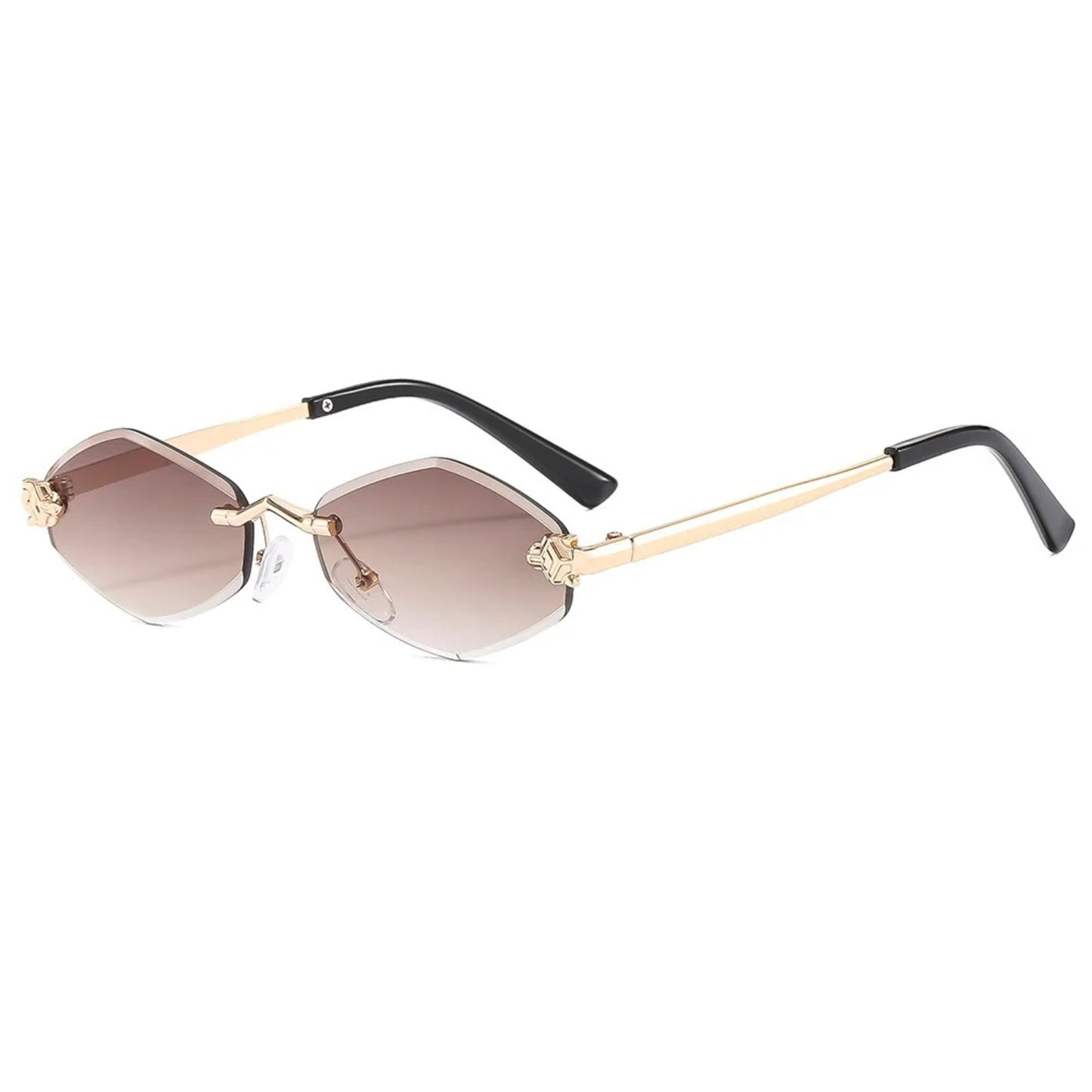 Alloy Rimless Polygon UV400 Sunglasses