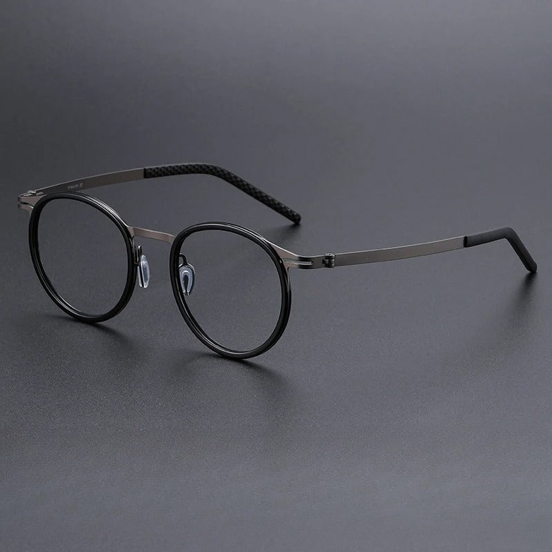Vintage Round Reading Prescription Glasses Photochromic Anti-Blue Light - Black