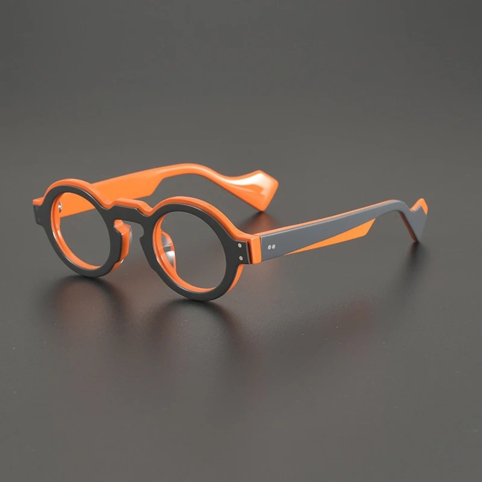 Acetate Chunky Round Prescription Eyeglasses | Bold Retro Rx Glasses – CINILY UK - Orange