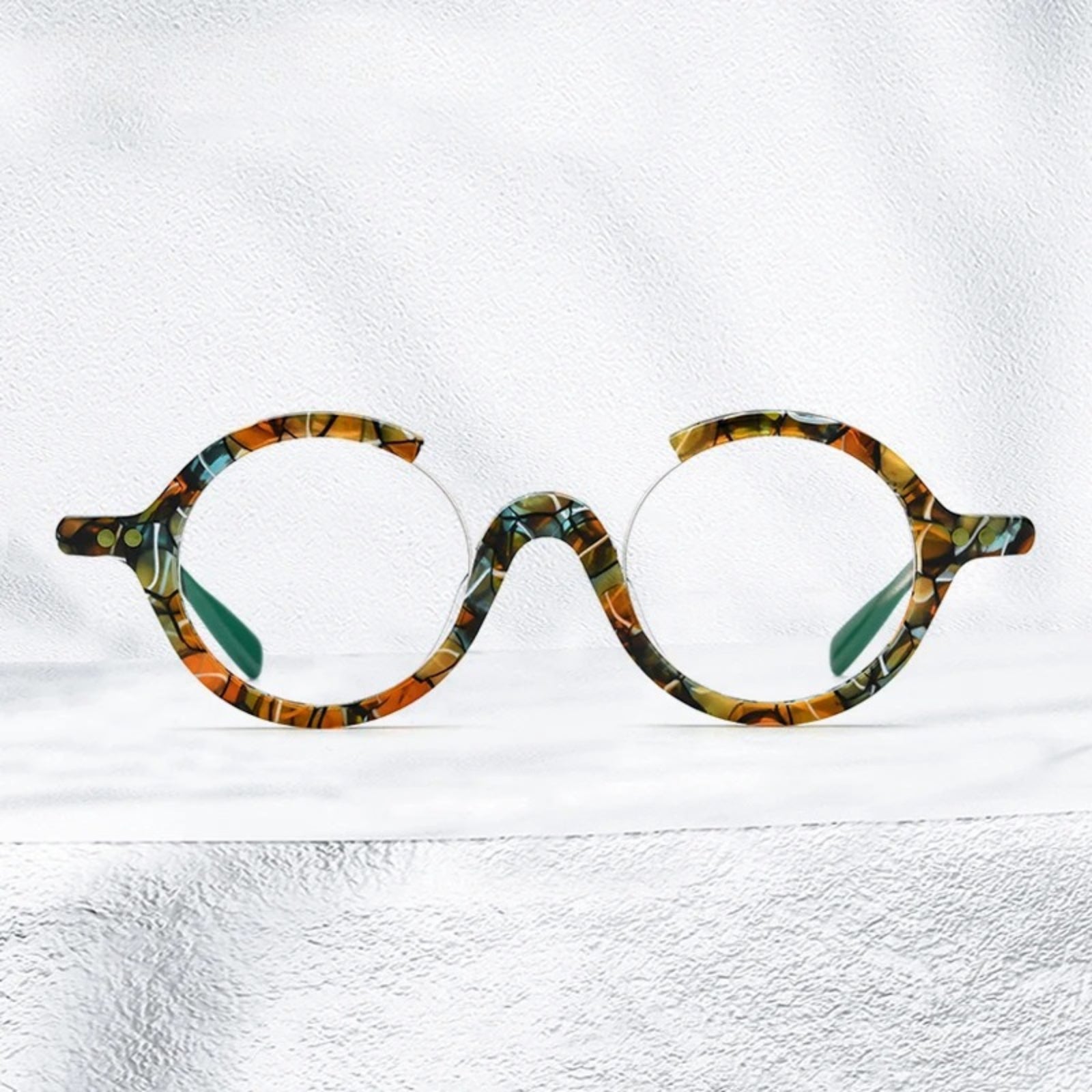 Acetate Round Prescription Eyeglasses | Bold Designer Rx Glasses – CINILY UK front view