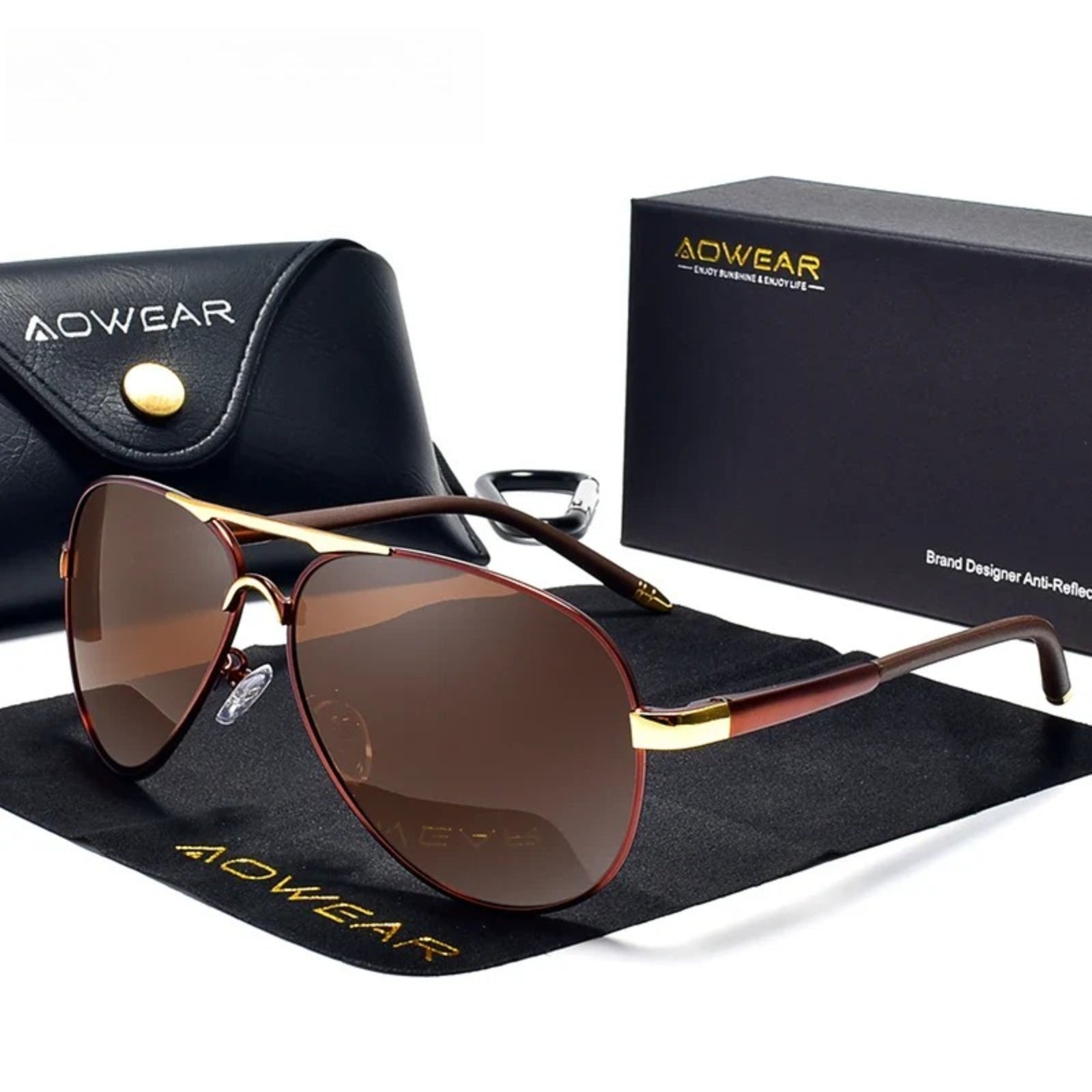 Pilot Polarized Mirror UV400 Sunglasses | HD Driving Aviator Shades – CINILY UK - Brown