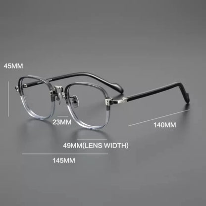 Acetate Titanium Striped Square Eyeglasses