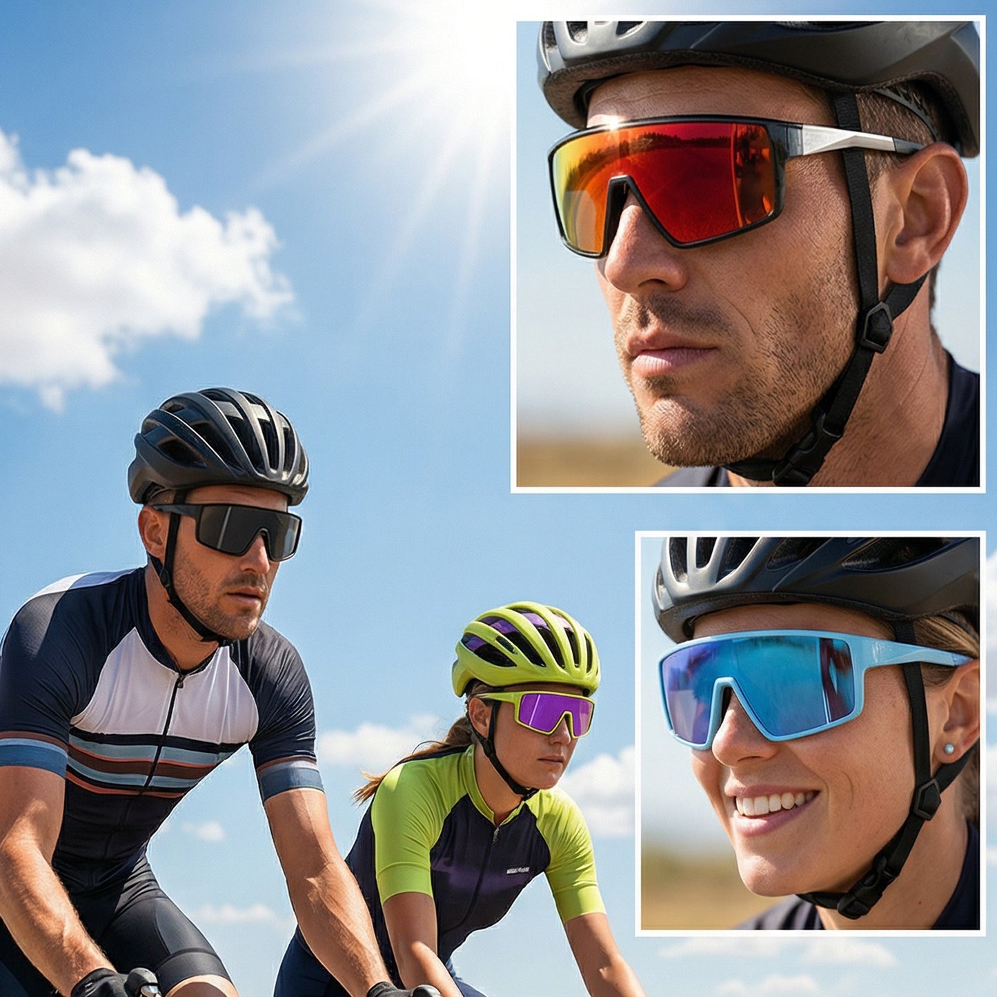 TR90 Windproof Shield Sports Sunglasses with PC Lens for Cycling, Running and Hiking