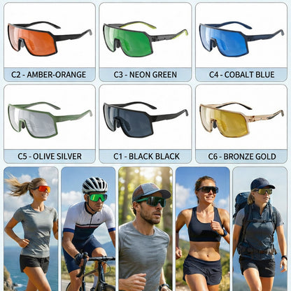 Square Shield Polarised Sports Sunglasses for Cycling and Outdoor Training frame detail