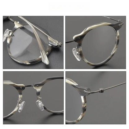 Titanium Crystal Panto Prescription Eyeglasses | Ultra-Light Optical Frame for Rx Lenses – CINILY UK additional product view