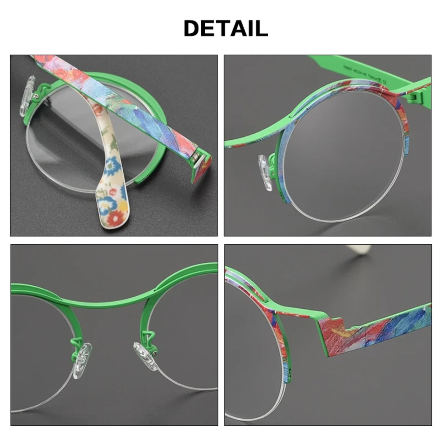 Titanium Artistic Round Prescription Eyeglasses
