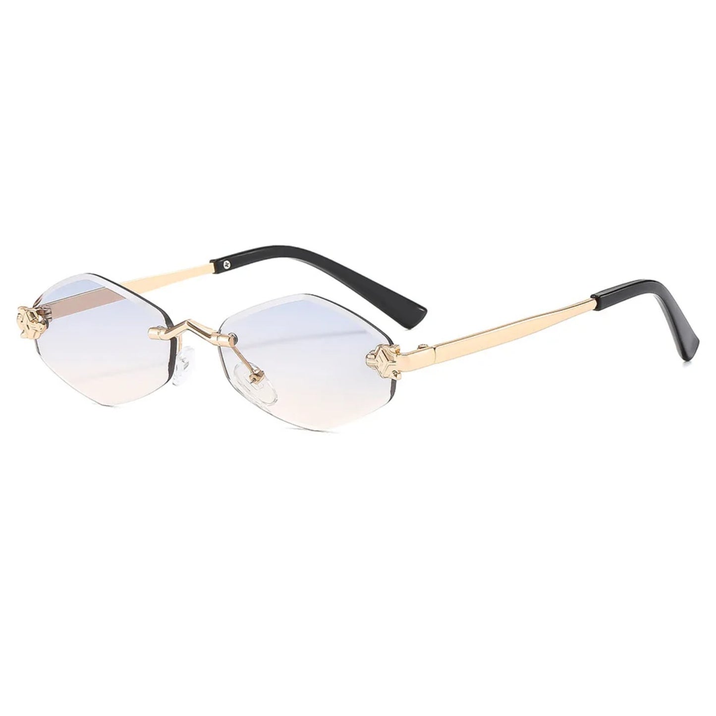 Alloy Rimless Polygon UV400 Sunglasses