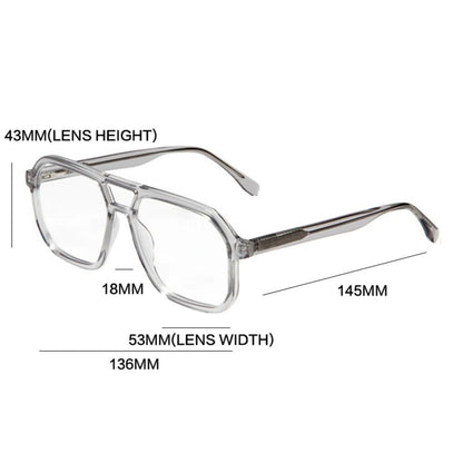 Acetate Double-Bridge Pilot Eyeglasses