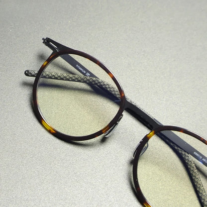 Vintage Round Reading Prescription Glasses Photochromic Anti-Blue Light front view