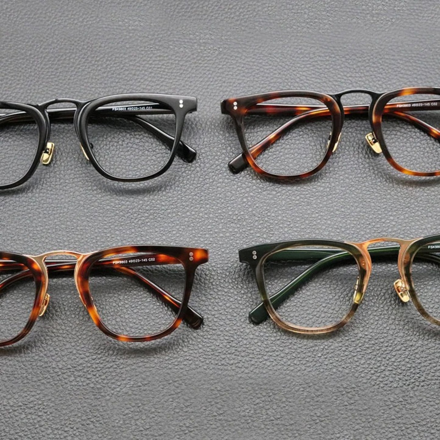 Acetate Green Patchwork Square Eyeglasses