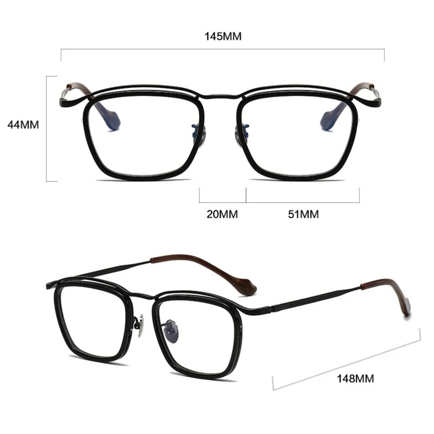 Titanium Acetate Square Prescription Eyeglasses