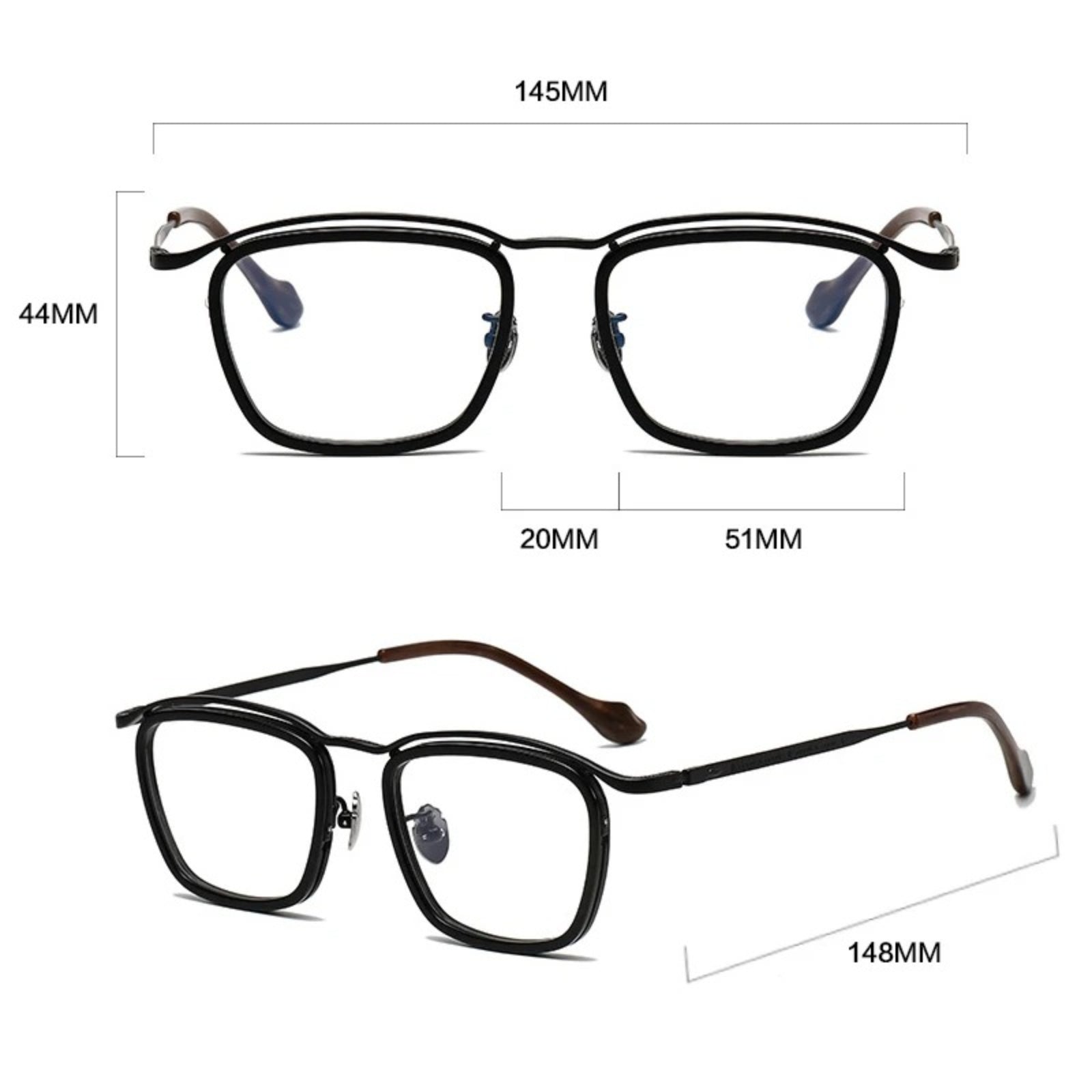Titanium Acetate Square Prescription Eyeglasses | Affordable Retro Rx Glasses – CINILY UK additional product view