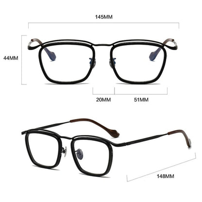 Titanium Acetate Square Prescription Eyeglasses | Affordable Retro Rx Glasses – CINILY UK additional product view