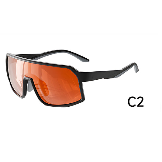 Wide-View Square Shield Sports Sunglasses with Polarised Lens for Outdoor Activities